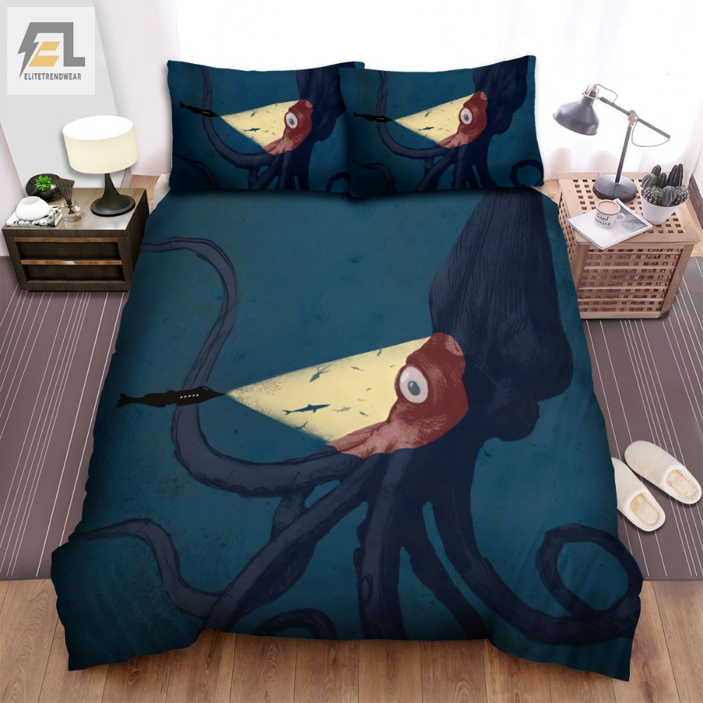 The Wild Animal Â The Giant Squid And A Submarine Bed Sheets Spread Duvet Cover Bedding Sets 