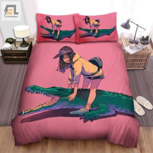 The Wild Animal A The Crocodile And The Anime Girl Bed Bed Sheets Spread Duvet Cover Bedding Sets elitetrendwear 1 1