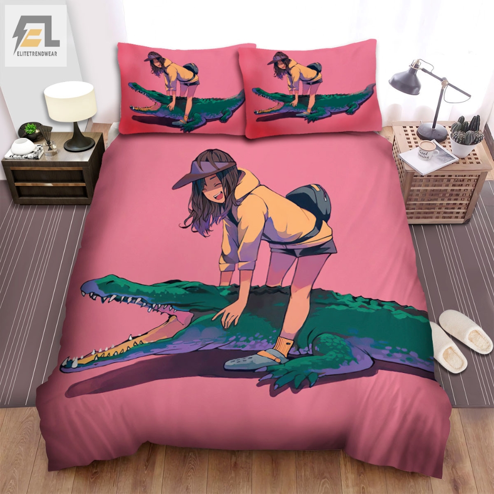 The Wild Animal Â The Crocodile And The Anime Girl Bed Bed Sheets Spread Duvet Cover Bedding Sets 