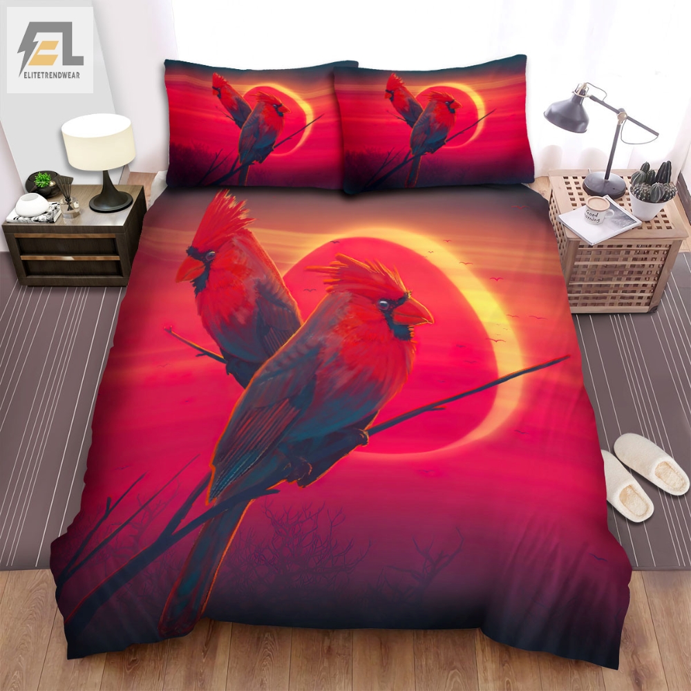 The Wild Animal Â The Cardinal In The Red Sky Bed Sheets Spread Duvet Cover Bedding Sets 