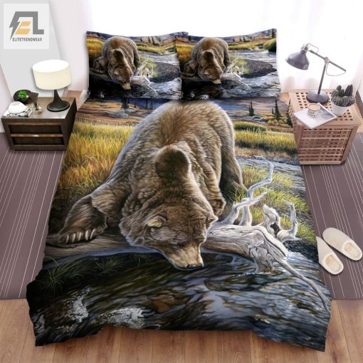 The Wild Animal A Grizzy Bear Founding His Meal Bed Sheets Spread Duvet Cover Bedding Sets elitetrendwear 1
