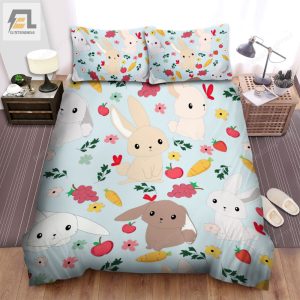 The Wild Animal A Cute Cartoon Rabbitas Heads And Clouds Pattern Bed Sheets Spread Duvet Cover Bedding Sets elitetrendwear 1 1