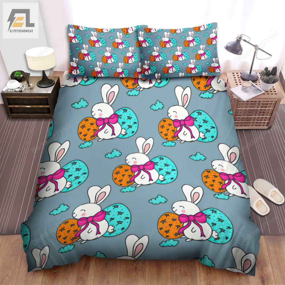 The Wild Animal Â Cute Cartoon Rabbit And Easter Eggs Bed Sheets Spread Duvet Cover Bedding Sets 