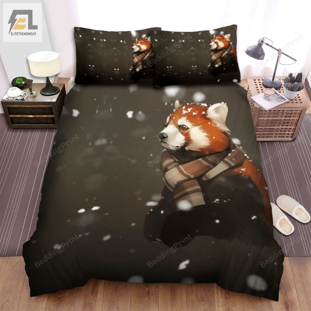 The Wild Anima Â The Red Panda Wearing A Scarf Bed Sheets Spread Duvet Cover Bedding Sets 