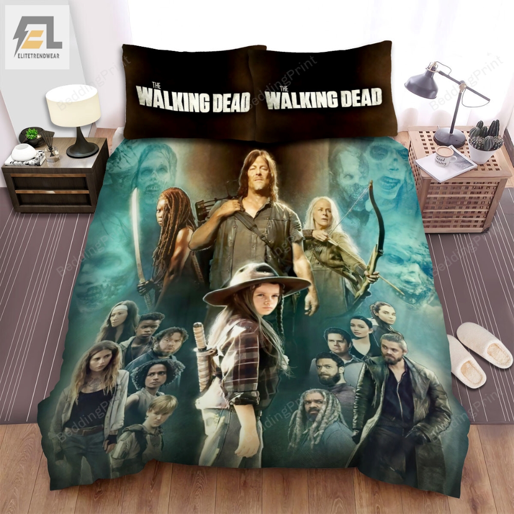 The Walking Dead Three Men With Weapon With All Main Actors In The Movie Bed Sheets Duvet Cover Bedding Sets 