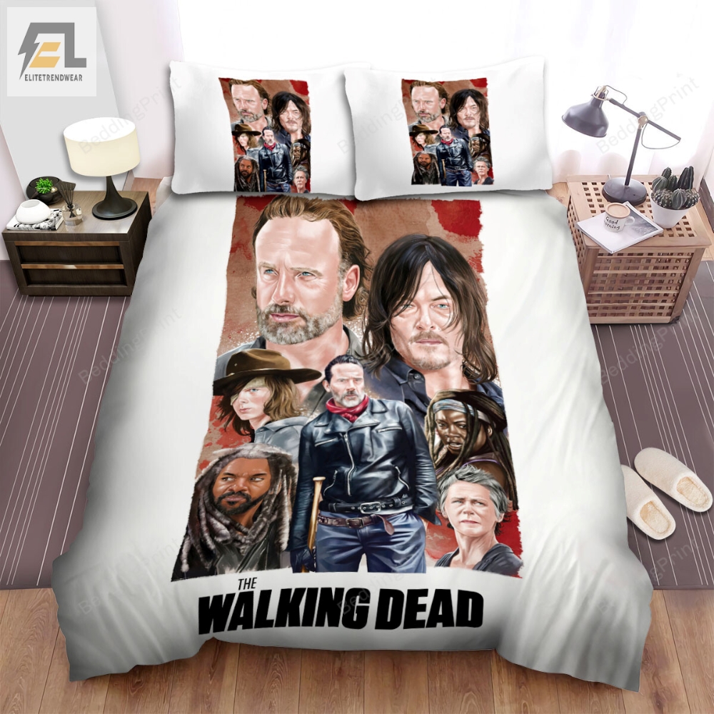 The Walking Dead Portrait Of All Main Actors In The Movie Art Picture Bed Sheets Duvet Cover Bedding Sets 