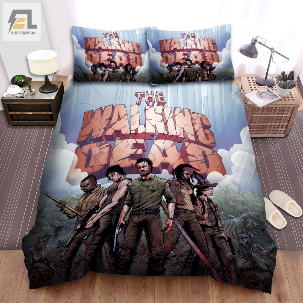 The Walking Dead Art Of People With Gun And The Dead Movie Poster Ver 2 Bed Sheets Duvet Cover Bedding Sets 
