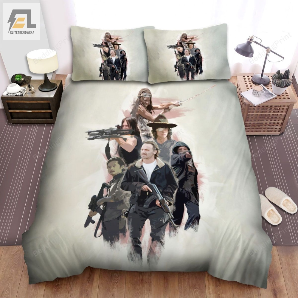 The Walking Dead Art Of People With Weapon Movie Poster Bed Sheets Duvet Cover Bedding Sets 