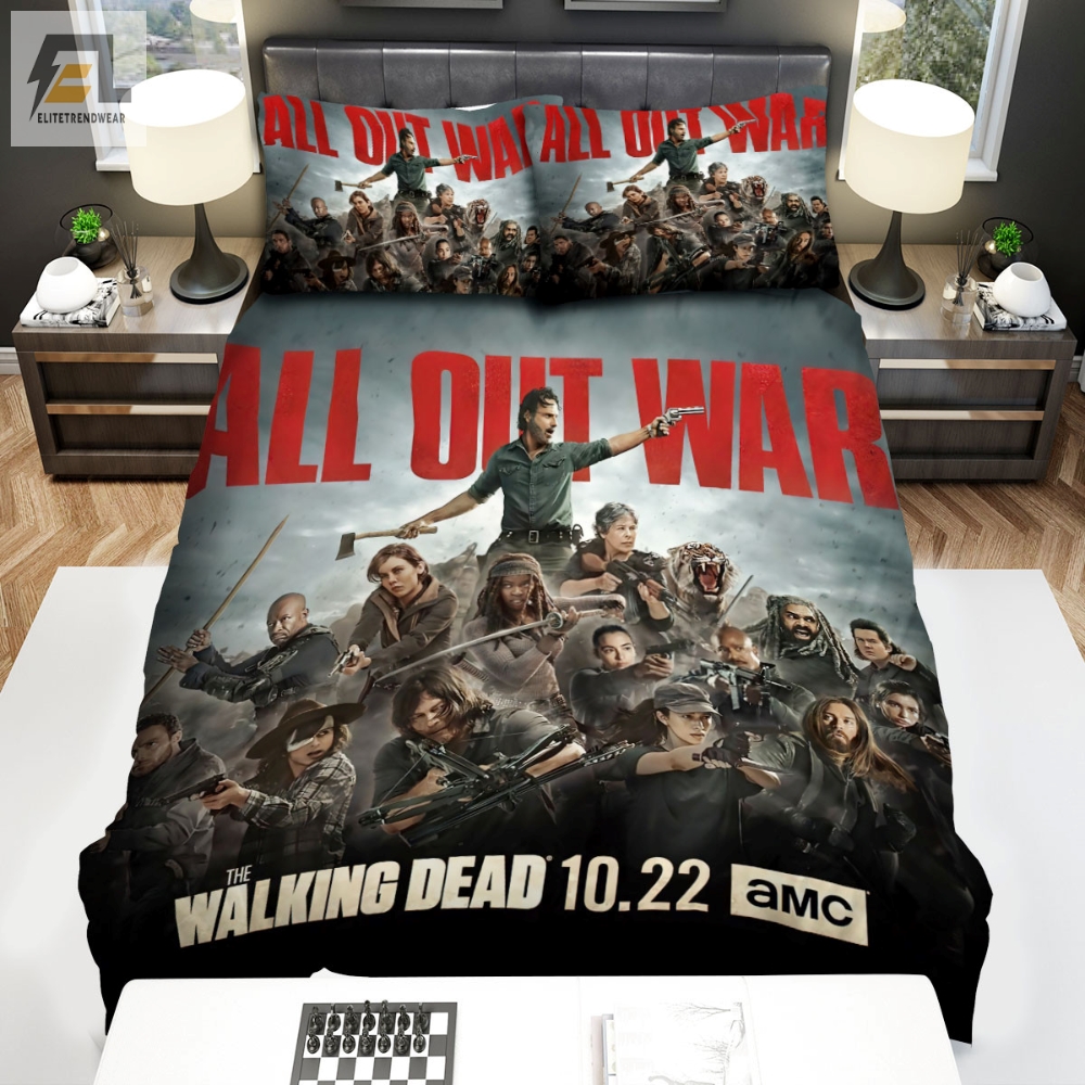 The Walking Dead All Out War 10.22 Movie Poster Bed Sheets Duvet Cover Bedding Sets 