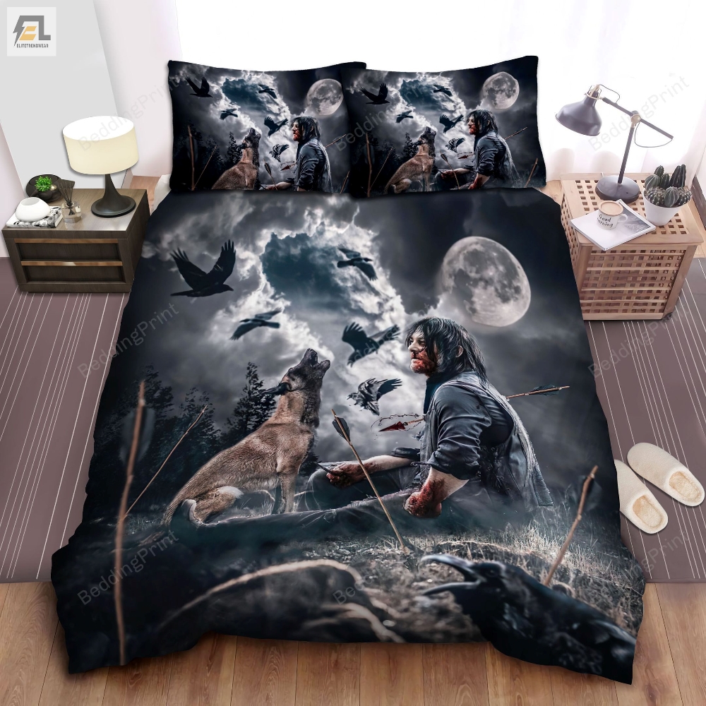 The Walking Daryl Dixon And Dog Arrows Dead Bed Sheets Duvet Cover Bedding Sets 
