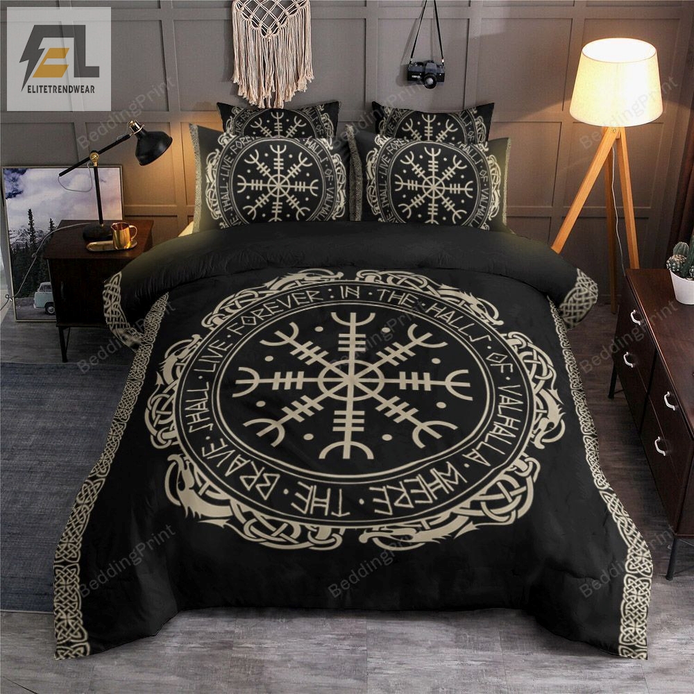 The Vegvisir Symbol Viking In The Halls Of Valhalla Bed Sheets Duvet Cover Bedding Sets Perfect Gifts For Viking Lover Gifts For Birthday Christmas Thanksgiving 