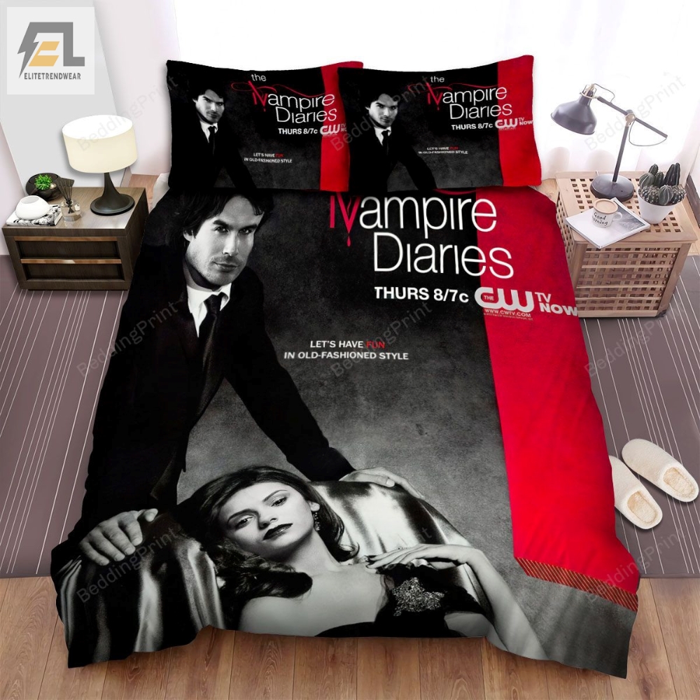 The Vampire Diaries 2009Â2017 Letâs Have Fun In Oldfashioned Style Movie Poster Bed Sheets Duvet Cover Bedding Sets 