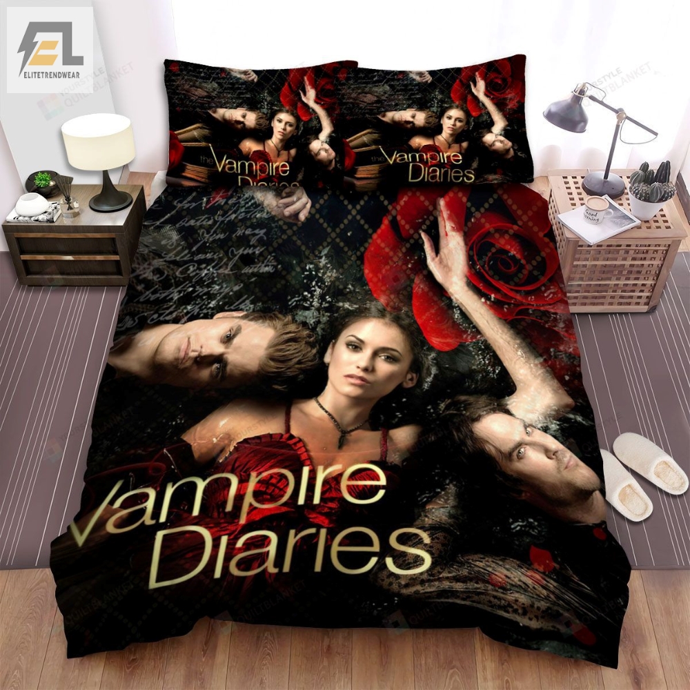 The Vampire Diaries 20092017 Red Rose Movie Poster Bed Sheets Spread Comforter Duvet Cover Bedding Sets 