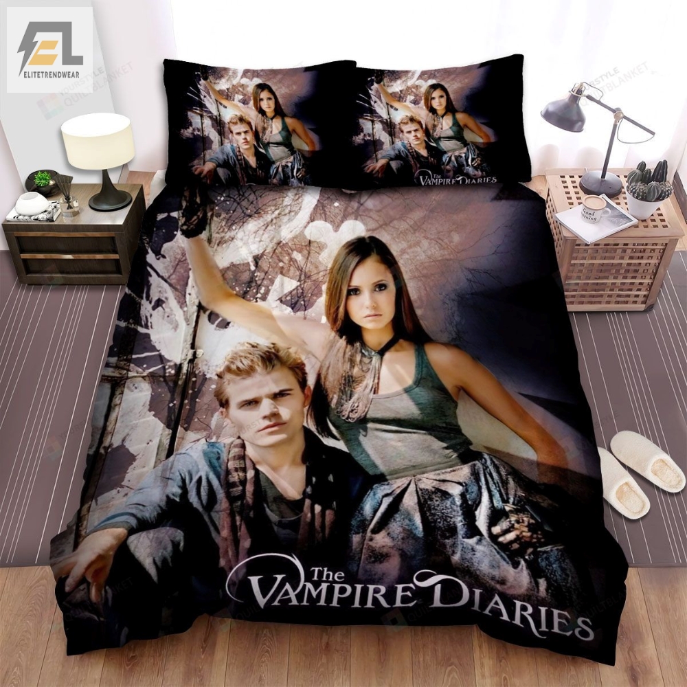 The Vampire Diaries 20092017 Diaries Stefan And Damon Movie Poster Bed Sheets Spread Comforter Duvet Cover Bedding Sets 