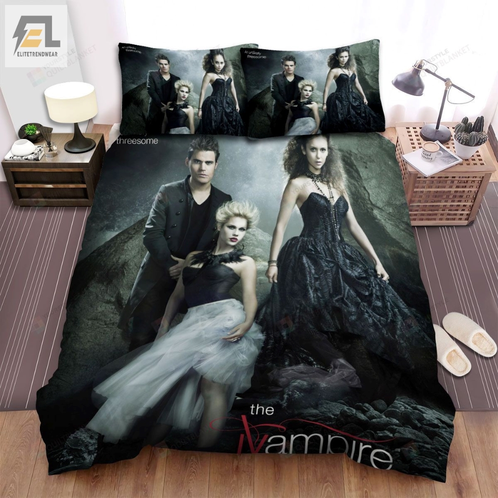 The Vampire Diaries 20092017 An Unlikely Threesome Movie Poster Bed Sheets Spread Comforter Duvet Cover Bedding Sets 