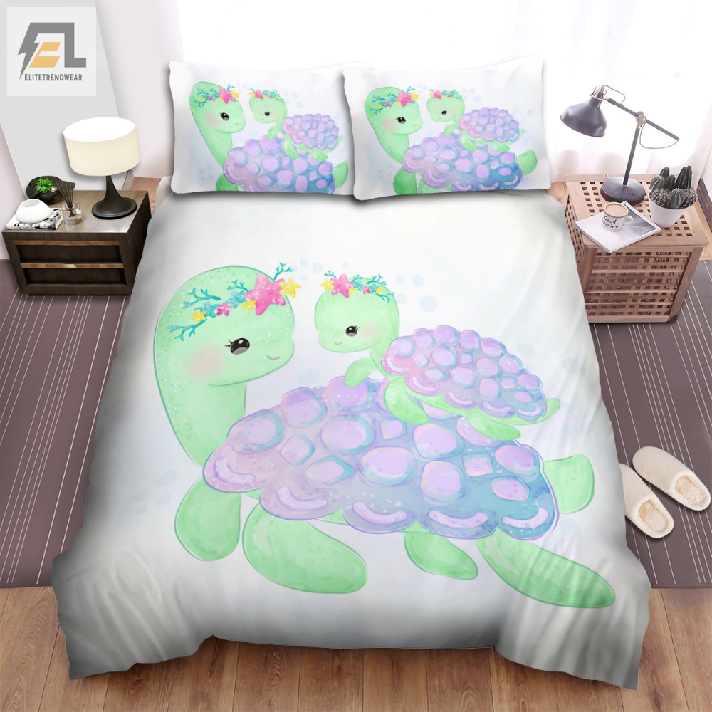The Turtle Mom And Her Daughter Bed Sheets Spread Duvet Cover Bedding Sets 