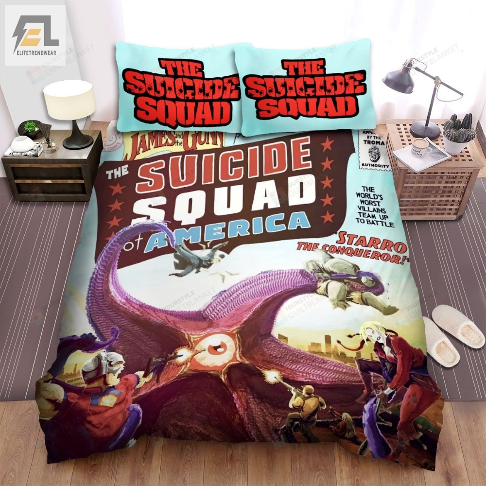 The Suicide Squad Vintage Style Poster Bed Sheets Spread Duvet Cover Bedding Set 
