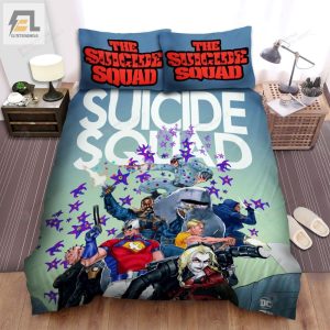 The Suicide Squad Main Characters In Comic Art Bed Sheets Spread Duvet Cover Bedding Set elitetrendwear 1 1