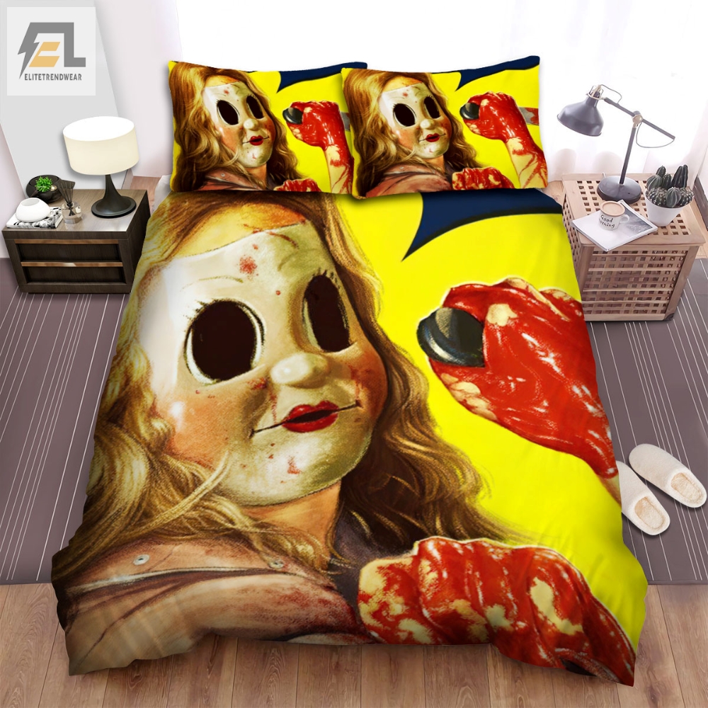 The Strangers Prey At Night The Girl With Blood Knife With Mask Face Movie Picture Bed Sheets Spread Comforter Duvet Cover Bedding Sets 