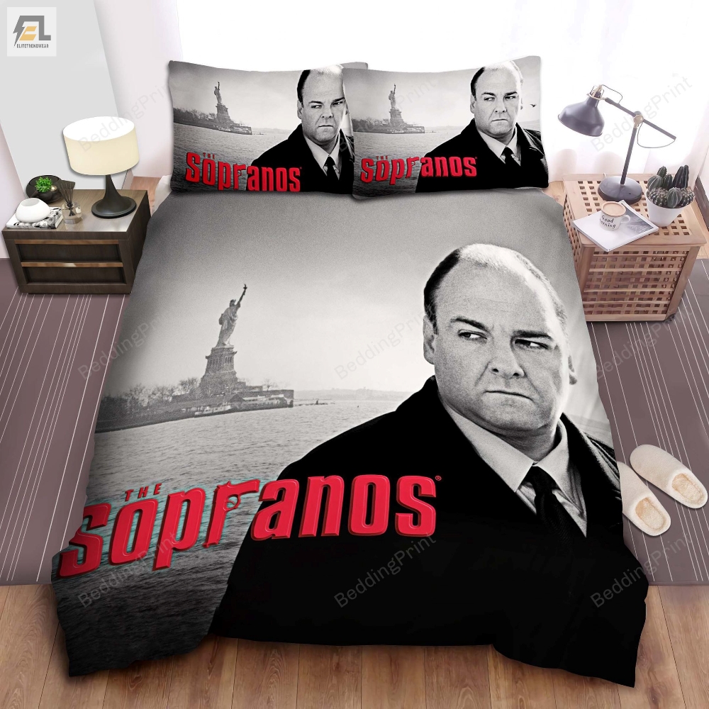 The Sopranos Tony Soprano In Black  White Image Bed Sheet Spread Duvet Cover Bedding Sets 