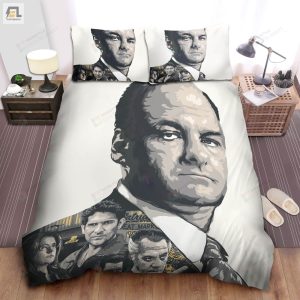 The Sopranos Characters In Black White Portrait Illustration Bed Sheet Spread Duvet Cover Bedding Sets elitetrendwear 1 1