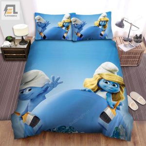 The Smurfs Smurfette And Clumsy Smurf Bed Sheets Spread Duvet Cover Bedding Sets elitetrendwear 1 1