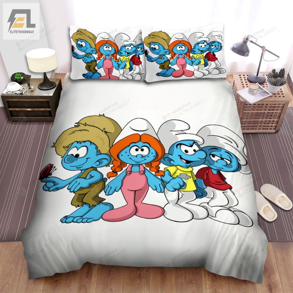 The Smurfs Characters Grown Up Illustration Bed Sheets Spread Duvet Cover Bedding Sets 