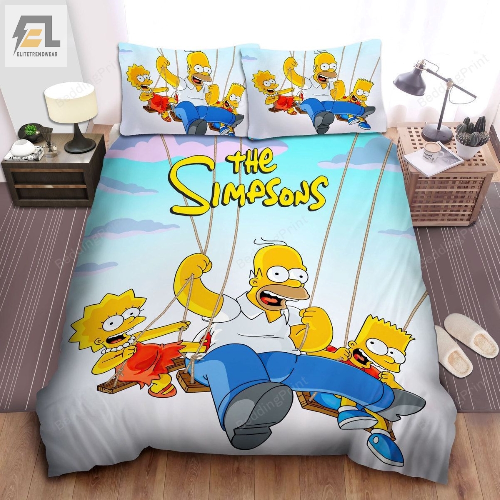 The Simpsons Homer Bart And Lisa On Wooden Swing Bed Sheets Duvet Cover Bedding Sets 