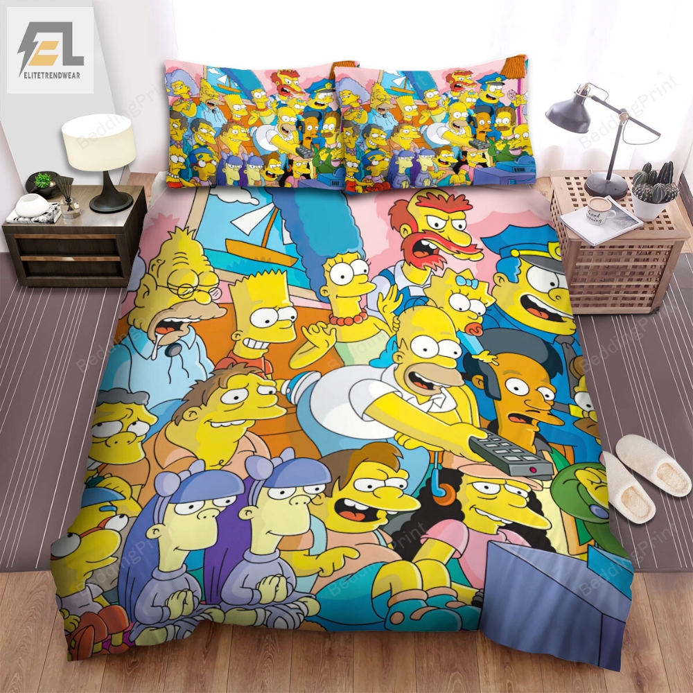 The Simpsons 1989 Neighbors Watching Tv Bed Sheets Duvet Cover Bedding Sets 