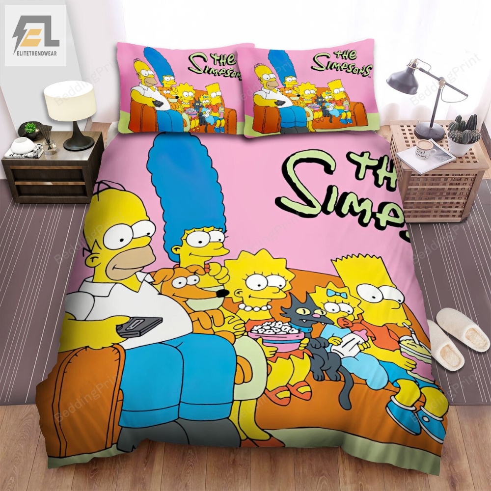 The Simpsons 1989 Family Watching Film Bed Sheets Duvet Cover Bedding Sets 