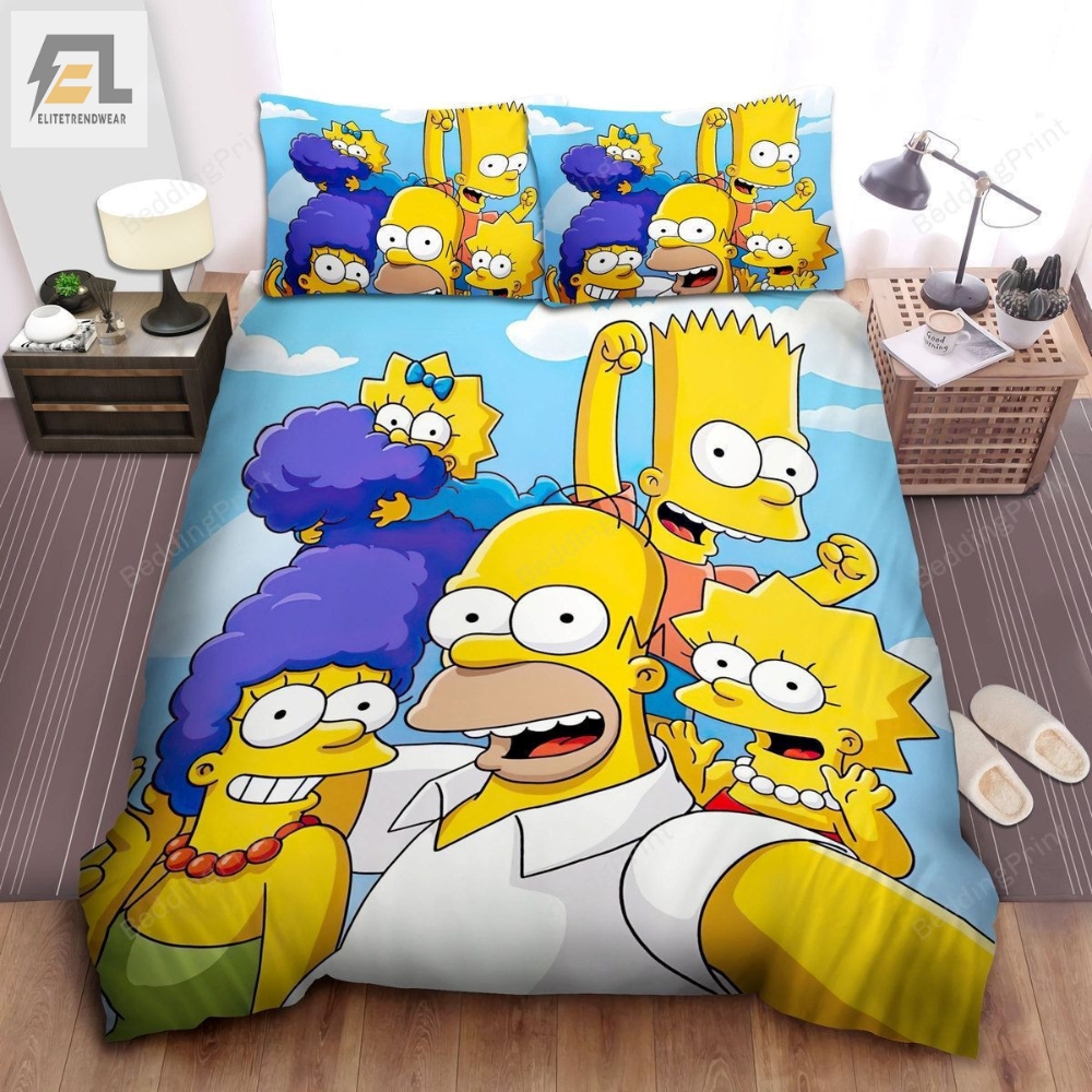 The Simpson Family Taking A Selfie Together Bed Sheets Duvet Cover Bedding Sets 