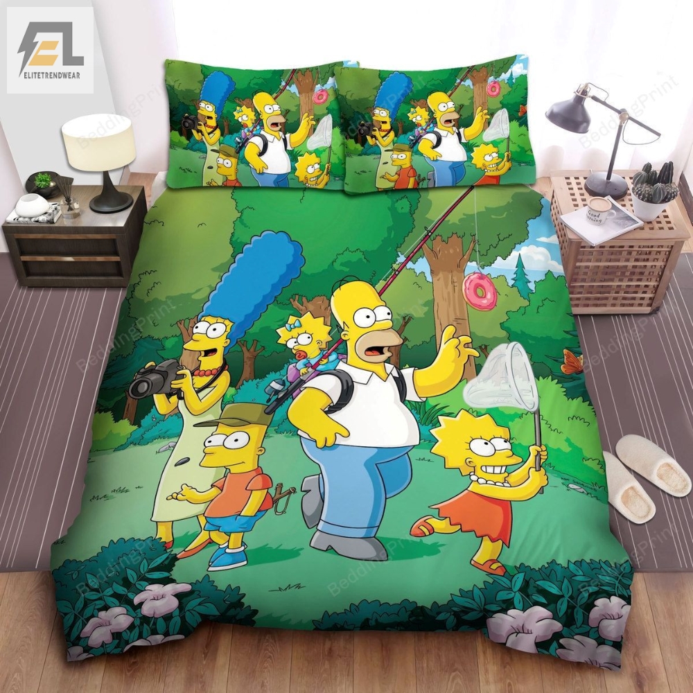 The Simpson Family On A Forest Excursion Bed Sheets Duvet Cover Bedding Sets 