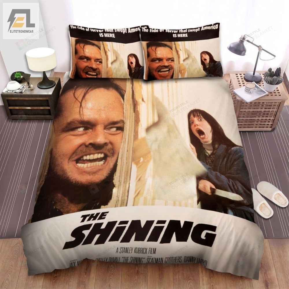 The Shining The Tide Of Terror That Swept America Is Here Movie Poster Ver 2 Bed Sheets Spread Comforter Duvet Cover Bedding Sets 