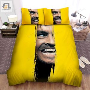 The Shining The Men Smile On Yellow Background Movie Poster Bed Sheets Spread Comforter Duvet Cover Bedding Sets elitetrendwear 1 1