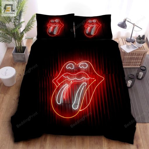 The Rolling Stones Neon Tongue Icon Bed Sheets Duvet Cover Bedding Sets elitetrendwear 1