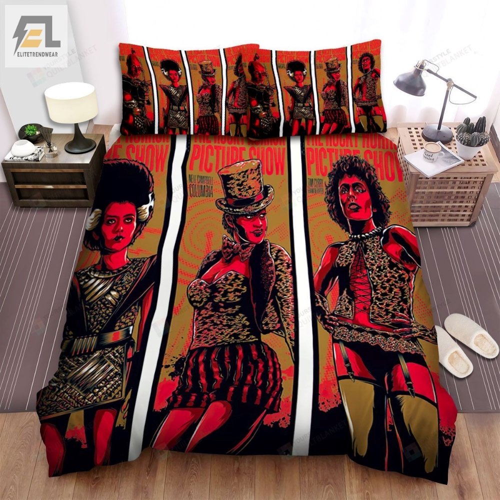 The Rocky Horror Picture Show 1975 4 Characters Movie Poster Bed Sheets Spread Comforter Duvet Cover Bedding Sets 