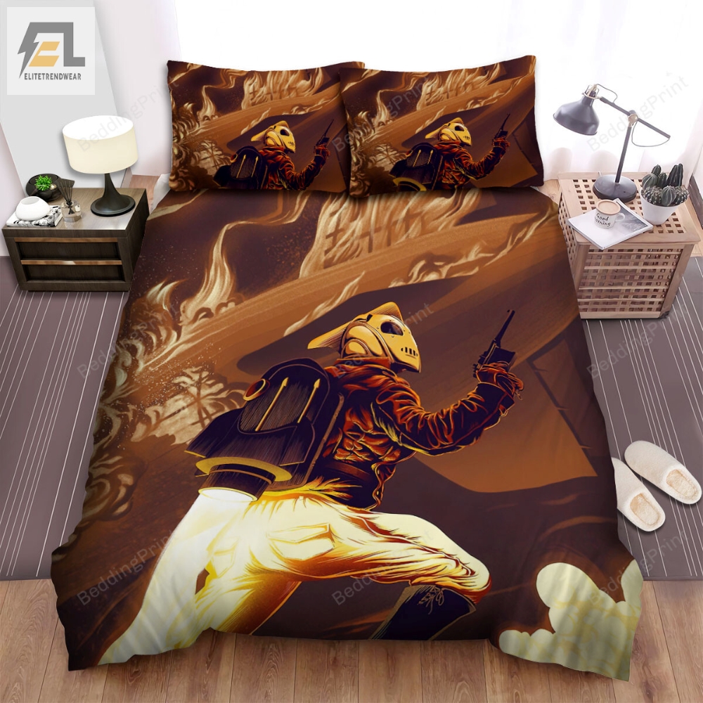 The Rocketeer 1991 Movie Flying To The Sky Bed Sheets Duvet Cover Bedding Sets 