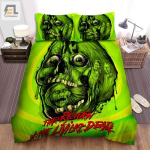 The Return Of The Living Dead Movie Green Background Bed Sheets Spread Comforter Duvet Cover Bedding Sets elitetrendwear 1 1