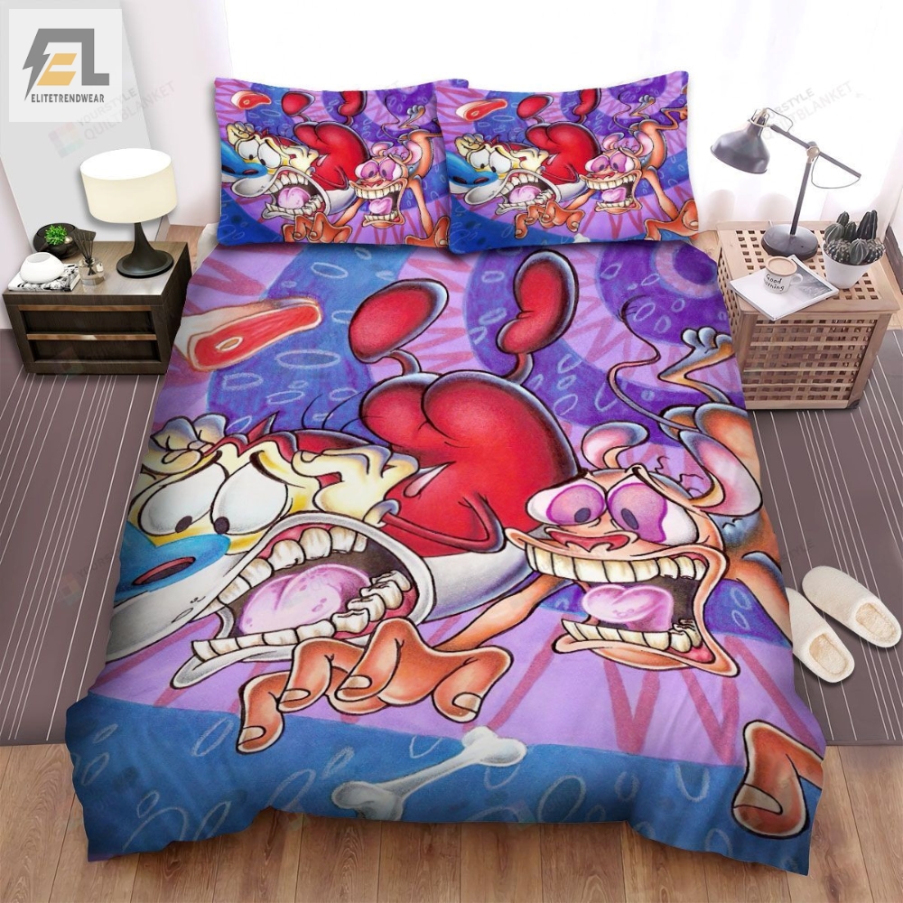 The Ren And Stimpy Show Back In Time Bed Sheets Spread Duvet Cover Bedding Sets 