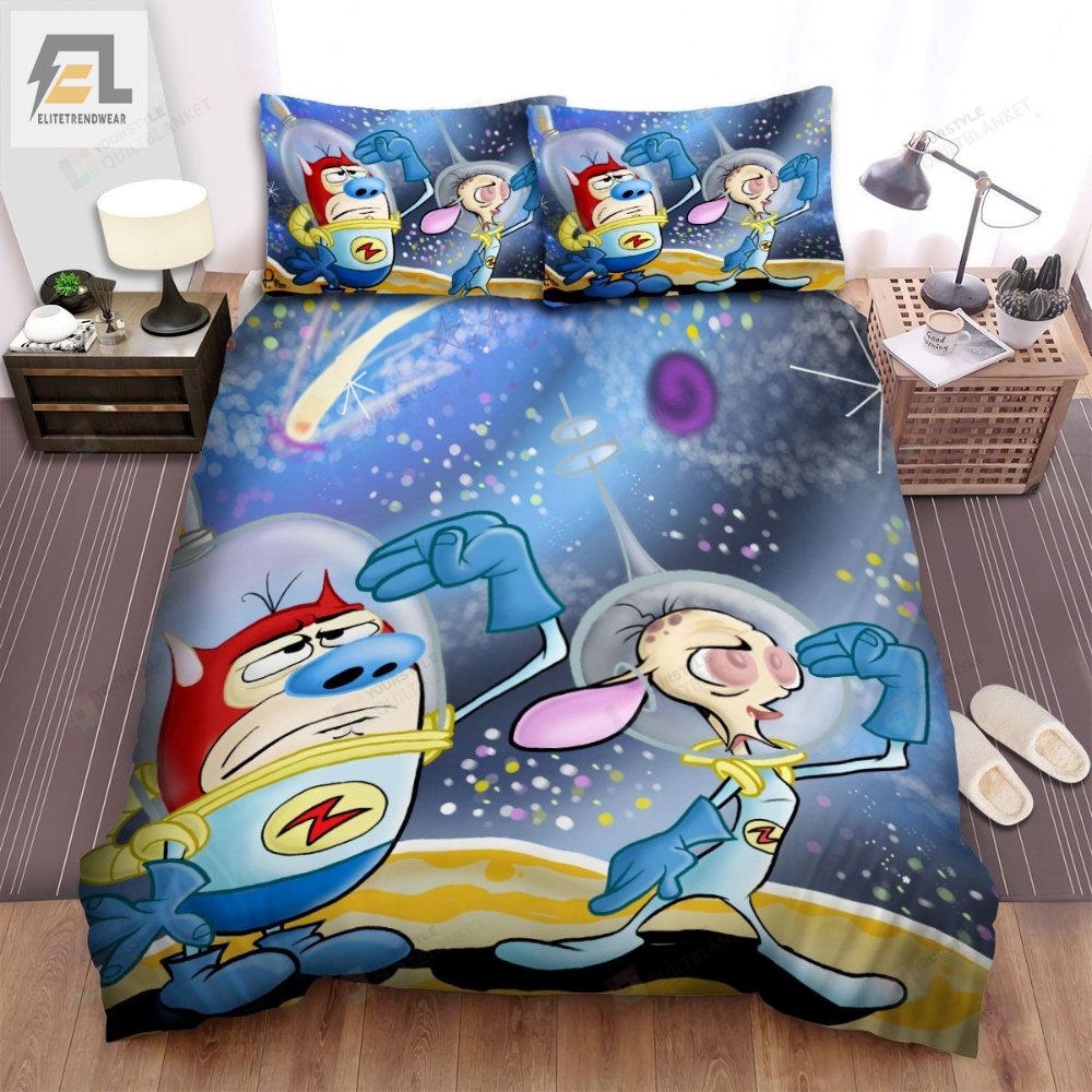 The Ren And Stimpy Show Astronauts Bed Sheets Spread Duvet Cover Bedding Sets 