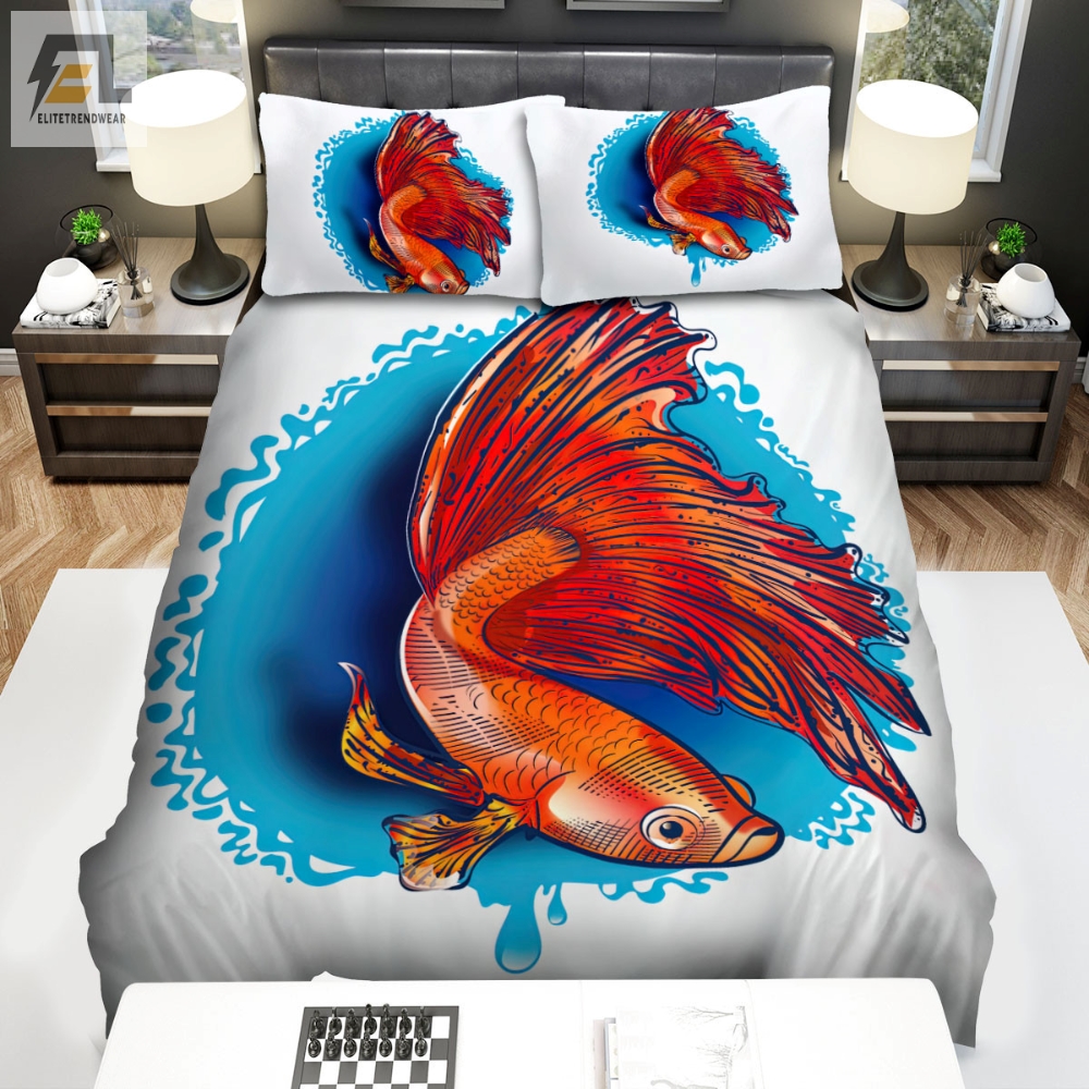The Red Betta In Blue Spot Bed Sheets Spread Duvet Cover Bedding Sets 