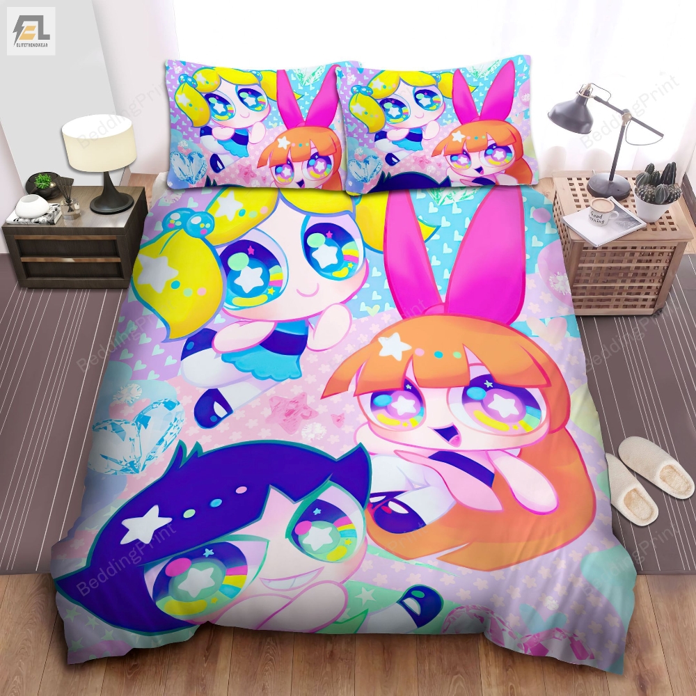 The Powerpuff Girls Sparkly Bed Sheets Duvet Cover Bedding Sets 