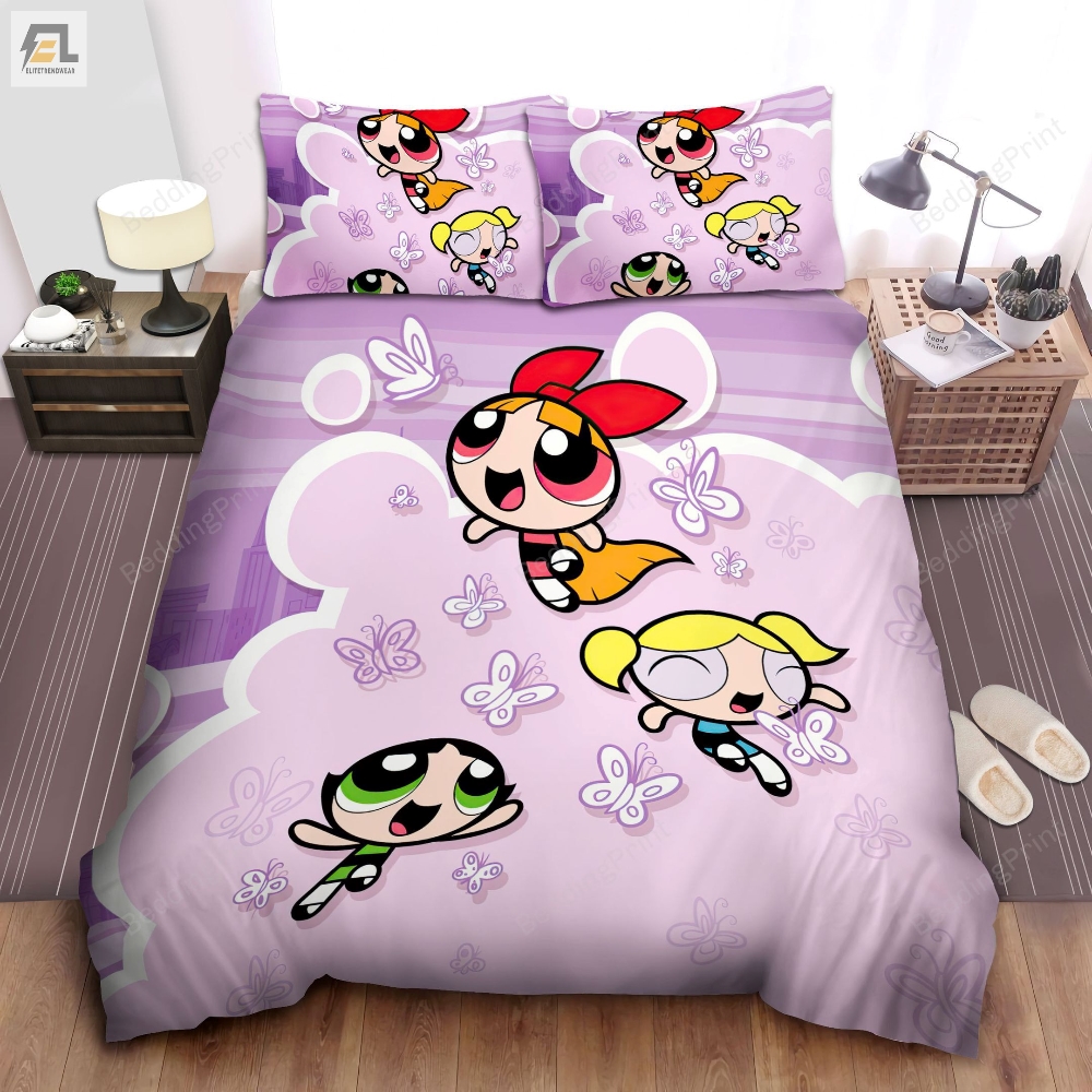 The Powerpuff Girls  Butterflies Bed Sheets Duvet Cover Bedding Sets 