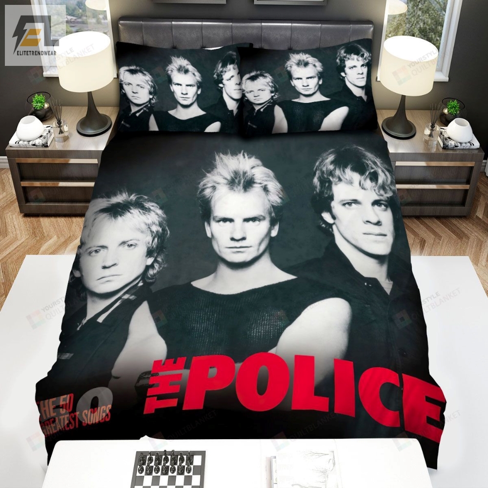 The Police Band Members In Black  White Bed Sheets Spread Comforter Duvet Cover Bedding Sets 