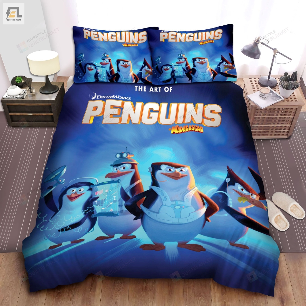 The Penguins Of Madagascar Poster Art Painting Characters Posing Bed Sheets Spread Comforter Duvet Cover Bedding Sets 