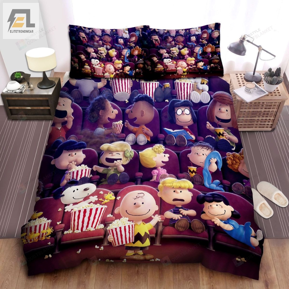 The Peanuts Movie Characters In Movie Theater Bed Sheets Spread Comforter Duvet Cover Bedding Sets 