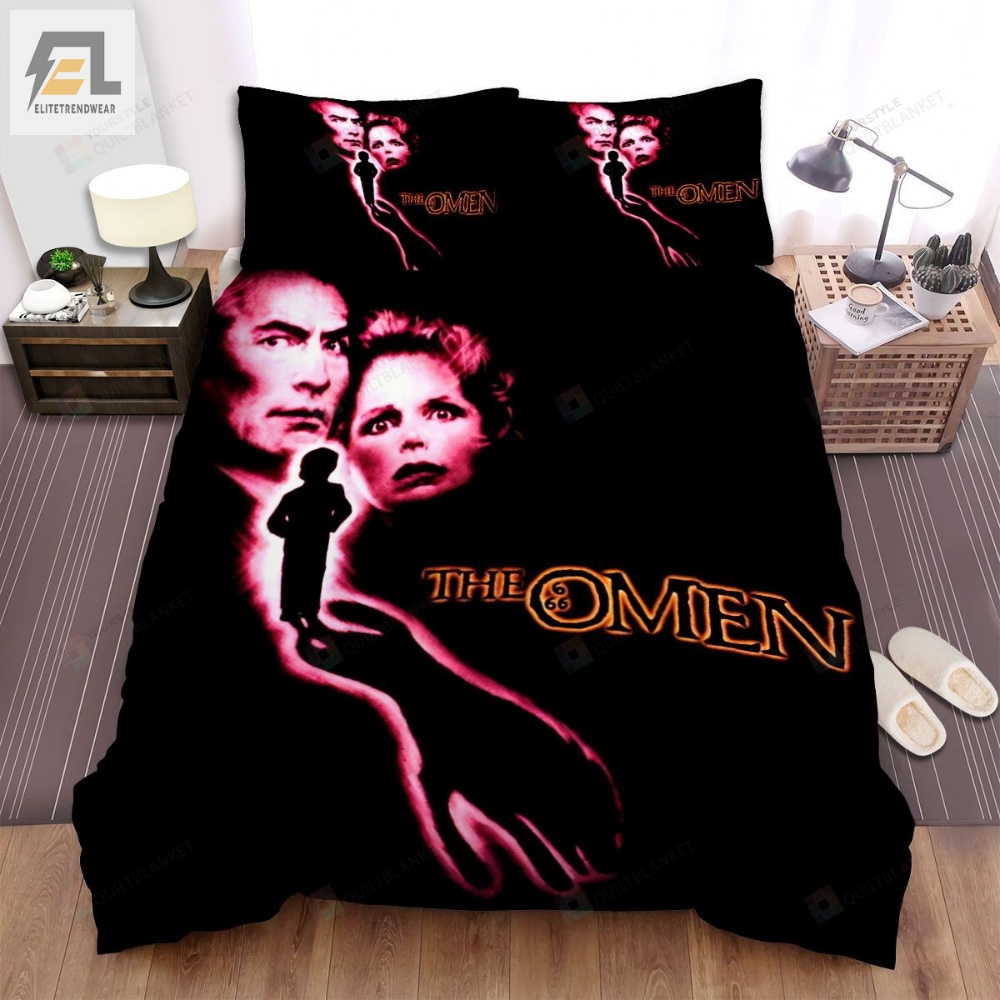 The Omen The Boy On Two Old People On Black Color Picture Movie Poster Bed Sheets Spread Comforter Duvet Cover Bedding Sets 