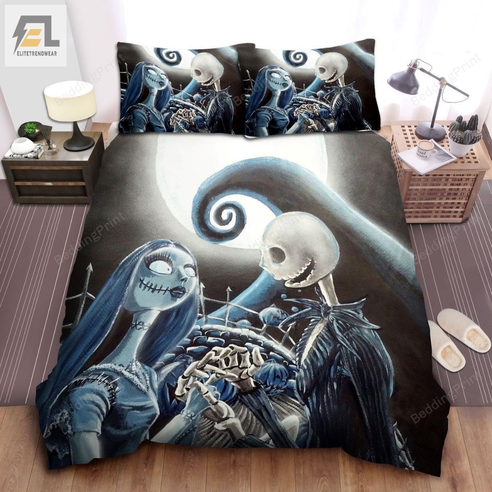 The Nightmare Before Christmas Jack  Sally Under The Moonlight Bed Sheets Duvet Cover Bedding Sets 