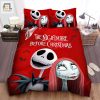 The Nightmare Before Christmas Jack Sally On Red Theme Bed Sheets Duvet Cover Bedding Sets elitetrendwear 1