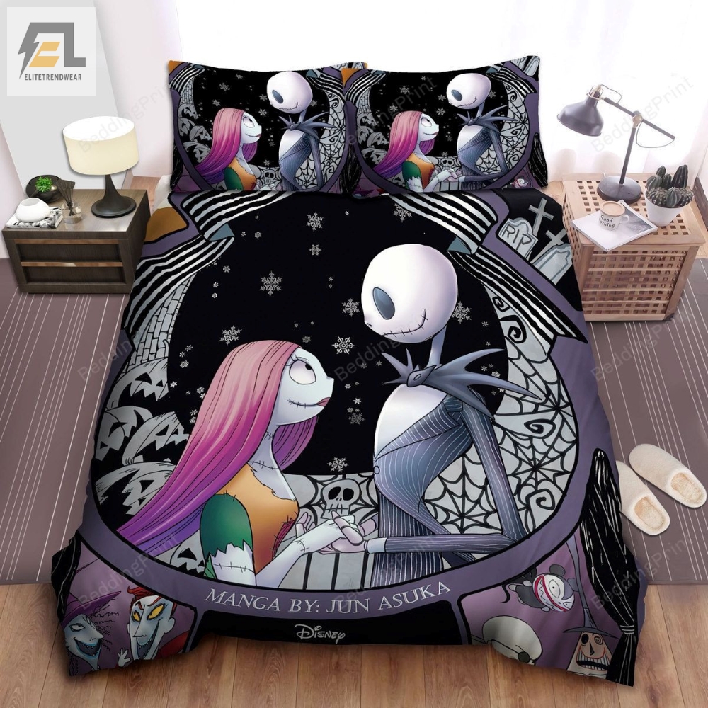The Nightmare Before Christmas Jack  Sally In Manga Art Bed Sheets Duvet Cover Bedding Sets 